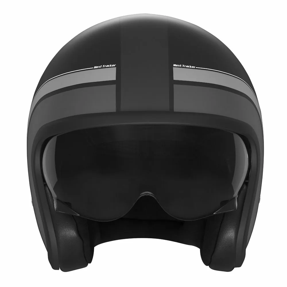 NOX casque jet vintage moto scooter NEXT TRACKER noir mat / titane