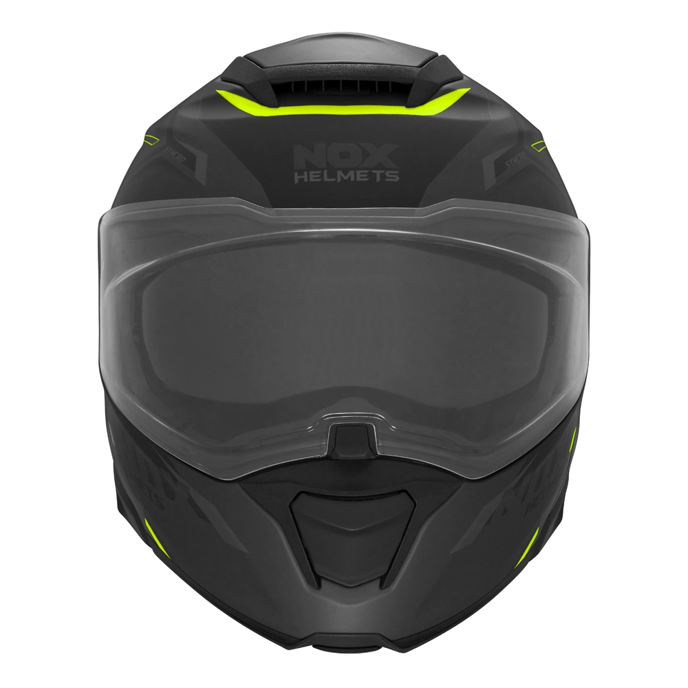 NOX modular helmet moto scooter N967 SYNCHRO matt black / fluorescent yellow
