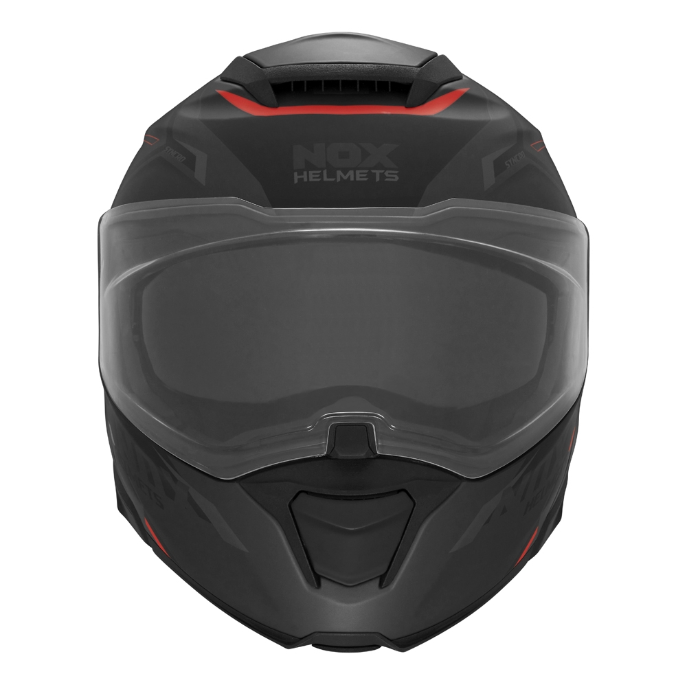 NOX modular helmet moto scooter N967 SYNCHRO matt black / red