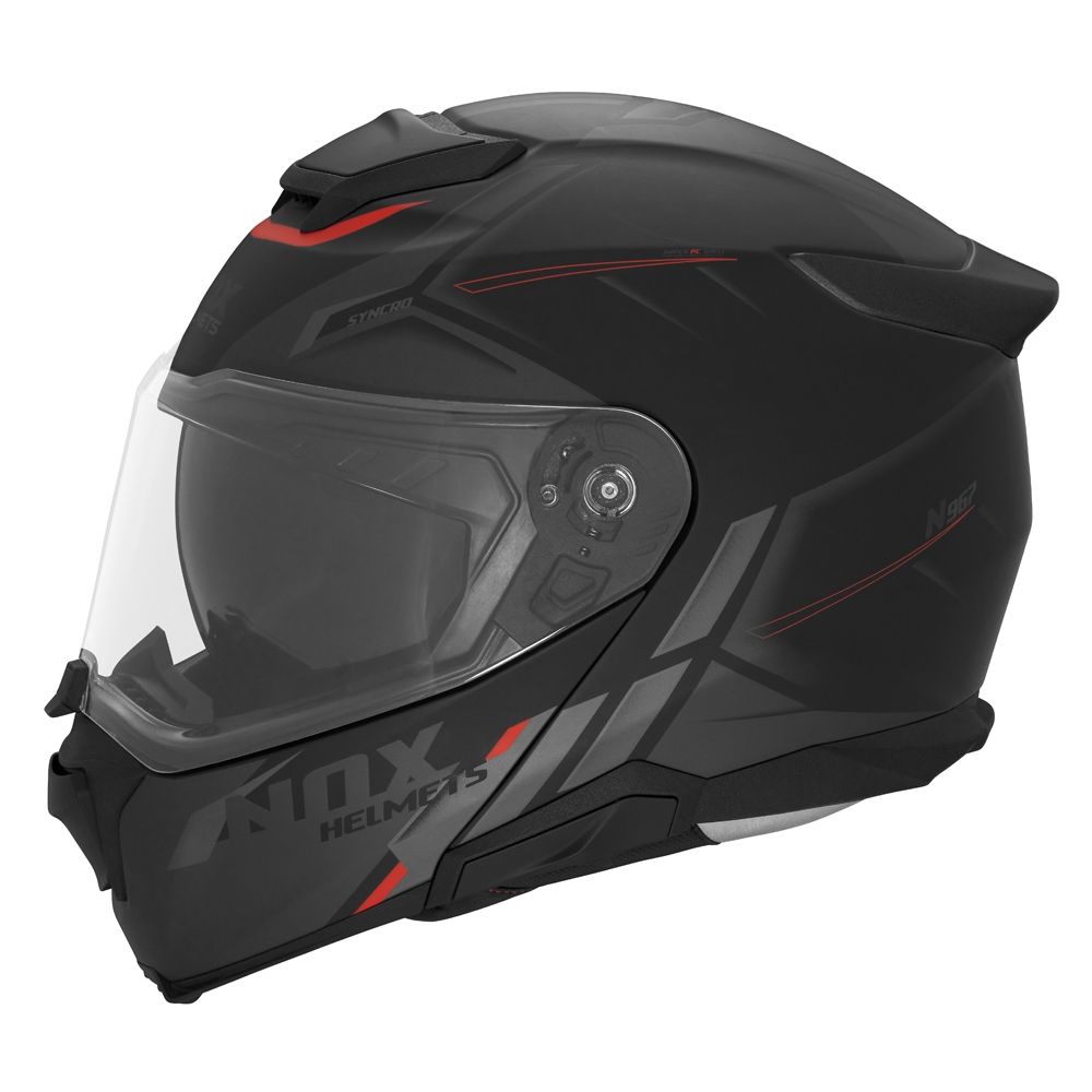 NOX casque modulable moto scooter N967 SYNCHRO noir mat  / rouge