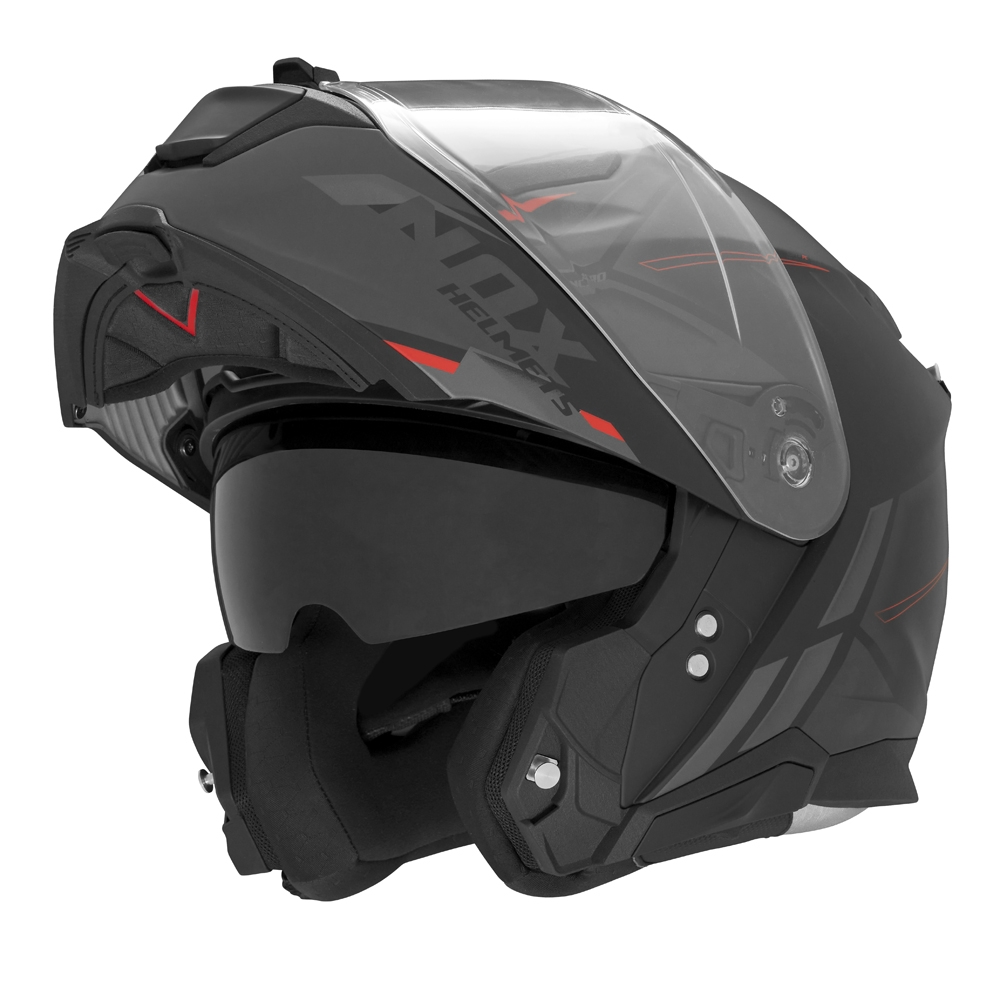 NOX casque modulable moto scooter N967 SYNCHRO noir mat  / rouge