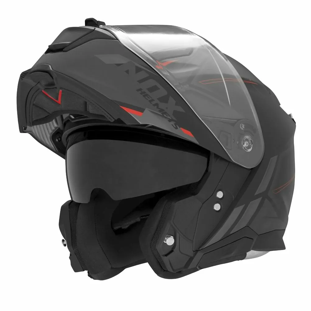 NOX modular helmet moto scooter N967 SYNCHRO matt black / red