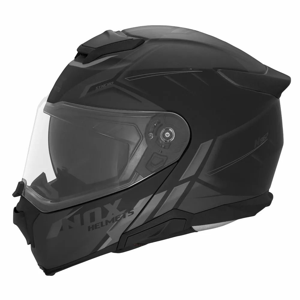 NOX casque modulable moto scooter N967 SYNCHRO noir mat  / titane