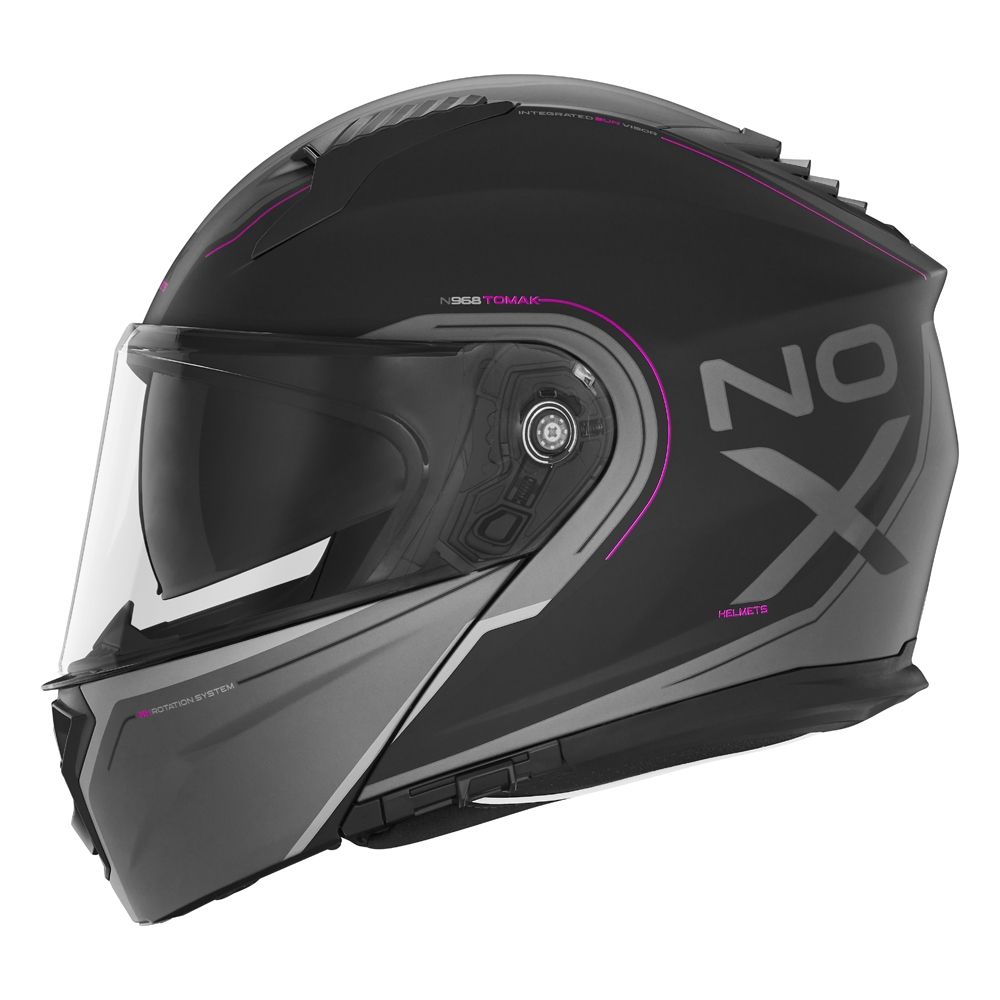 NOX modular helmet moto scooter N968 TOMAK matt black / pink