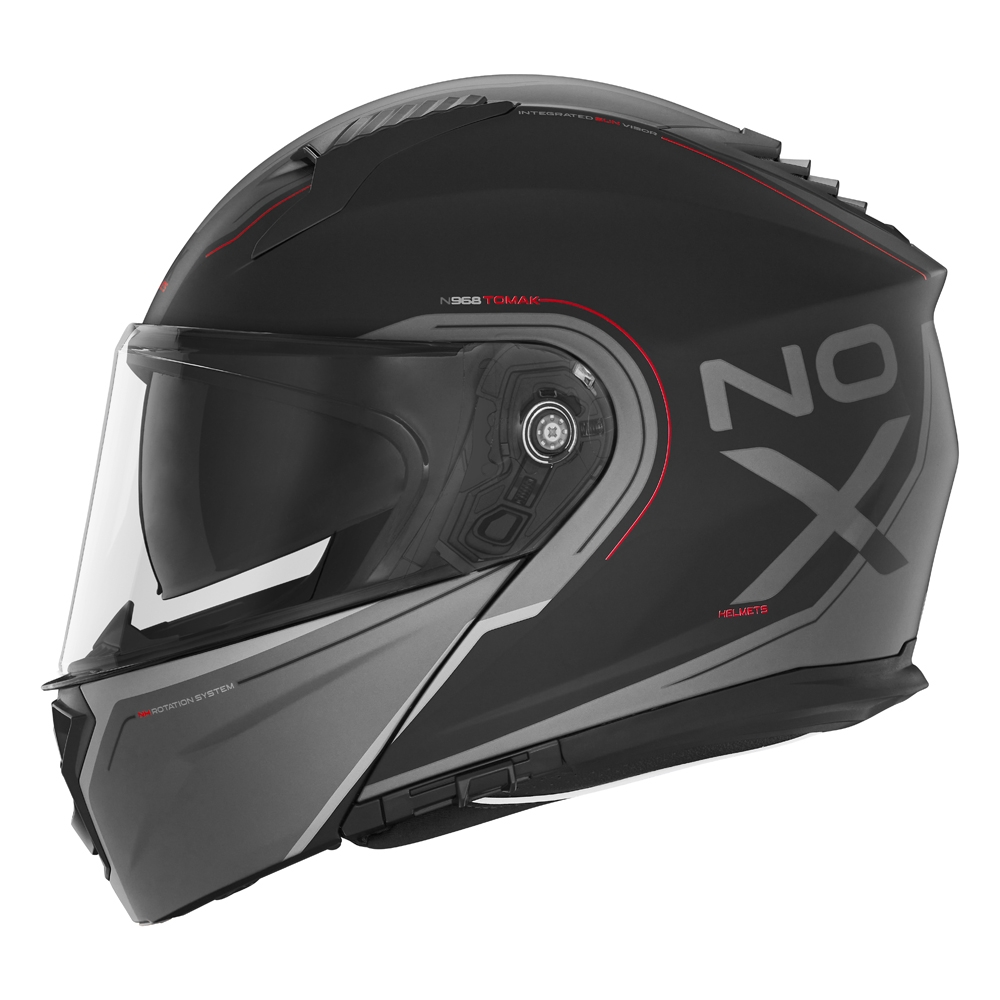 NOX modular helmet moto scooter N968 TOMAK matt black / red