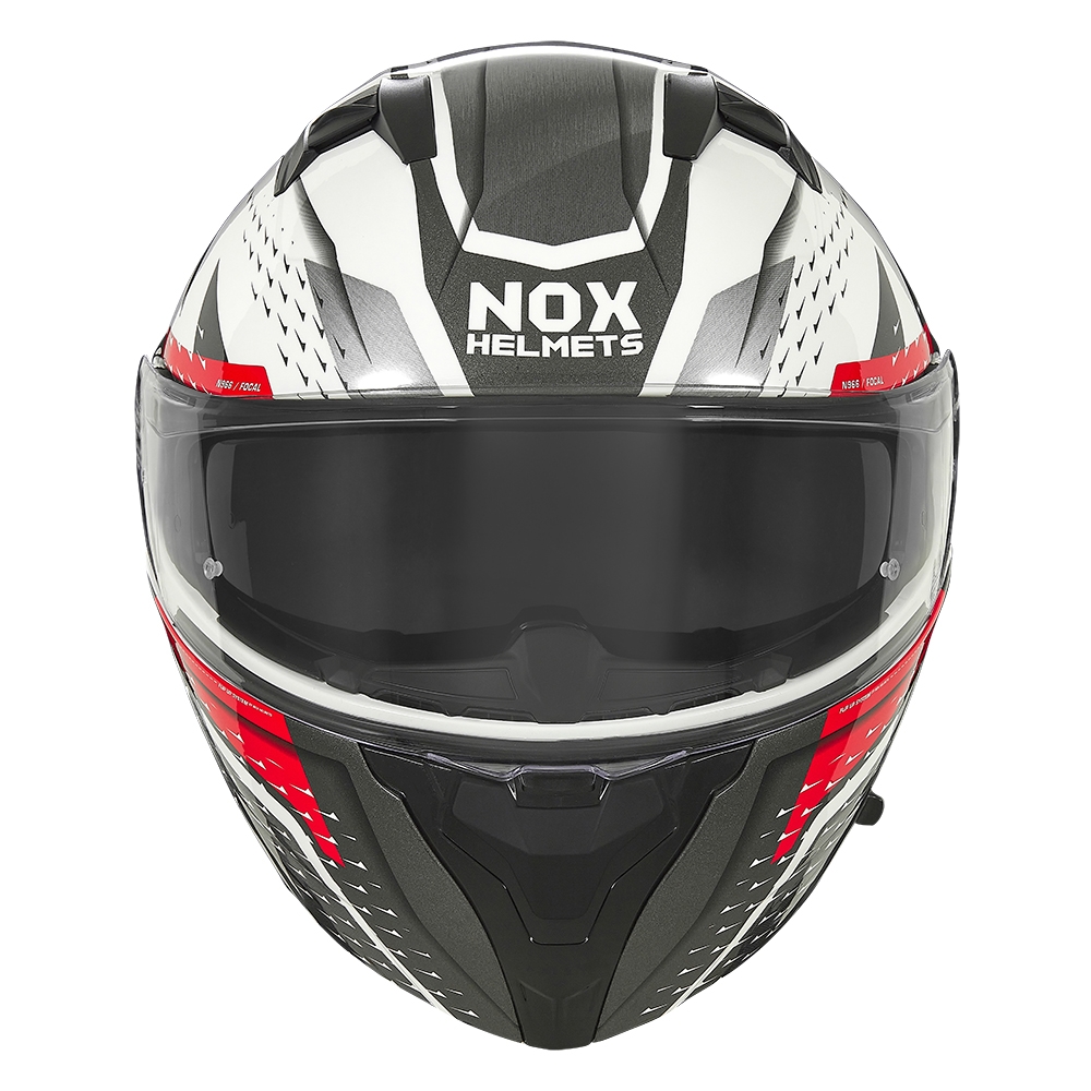 NOX casque modulable moto scooter N966 FOCAL blanc / rouge