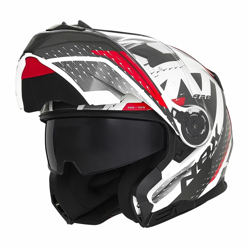NOX casque modulable moto scooter N966 FOCAL blanc / rouge