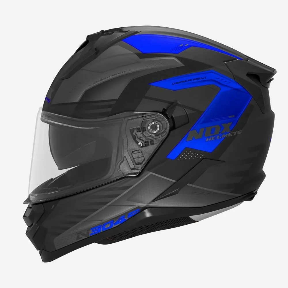 NOX casque intégral moto scooter N304S CARVER noir mat / bleu