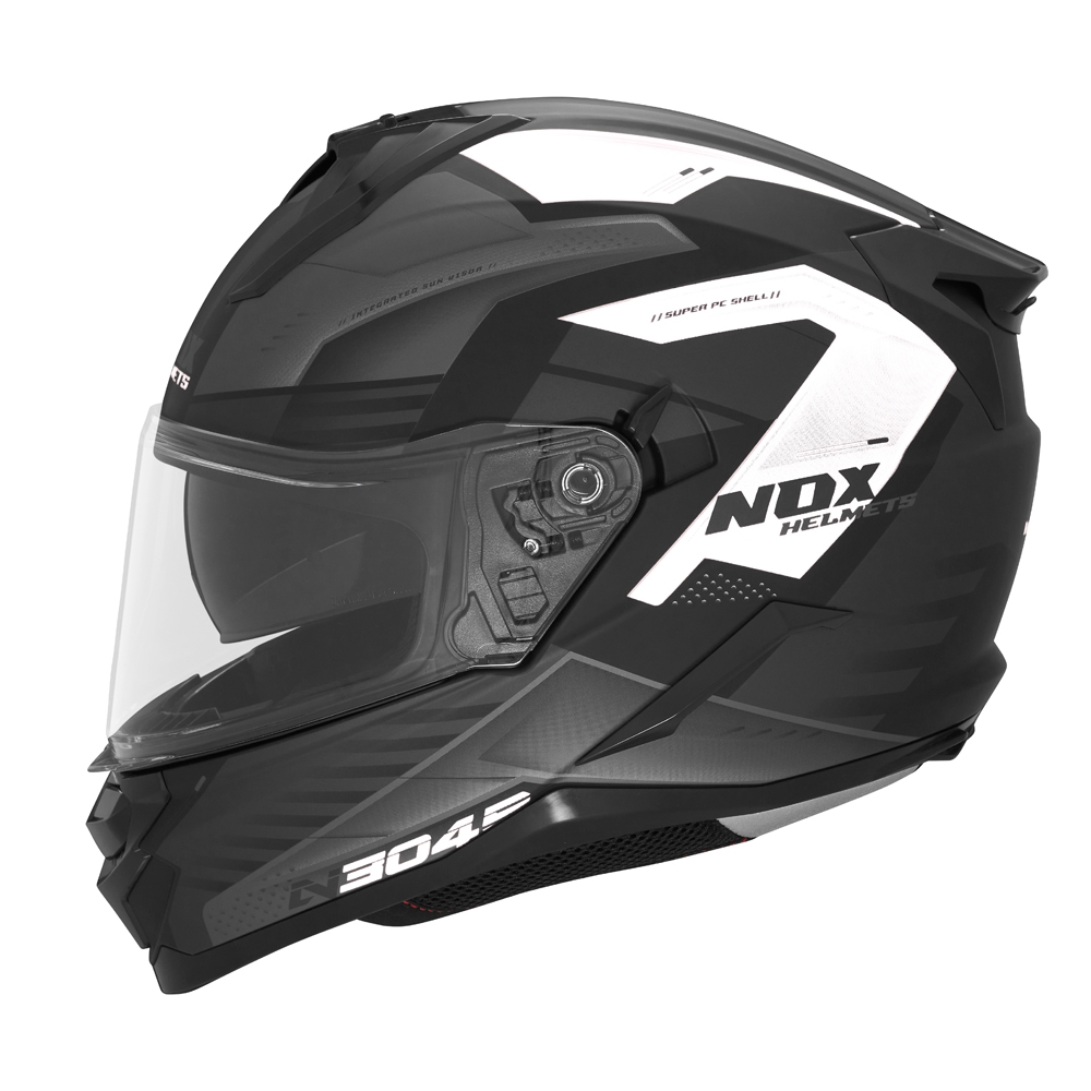 NOX casque intégral moto scooter N304S CARVER noir mat / blanc