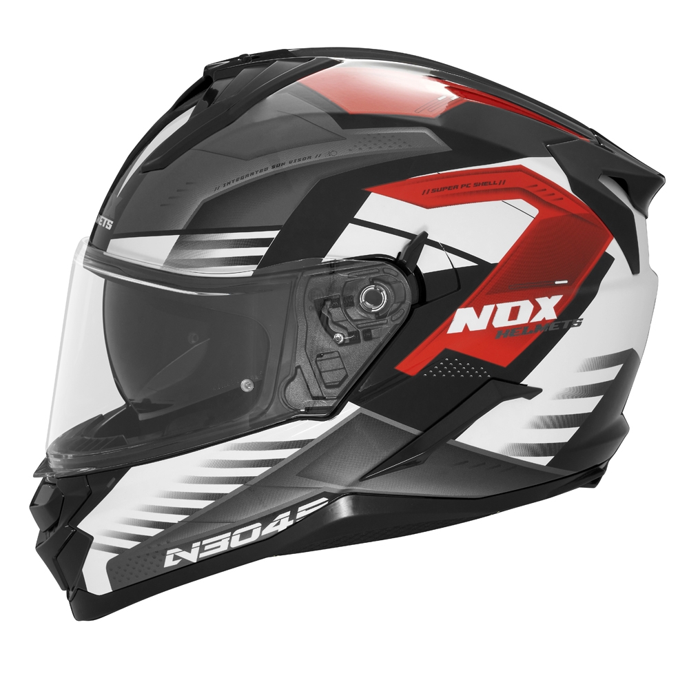 NOX casque intégral moto scooter N304S CARVER blanc / rouge