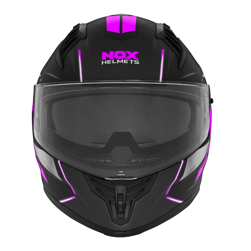 NOX casque intégral moto scooter N401 XENO noir mat / rose