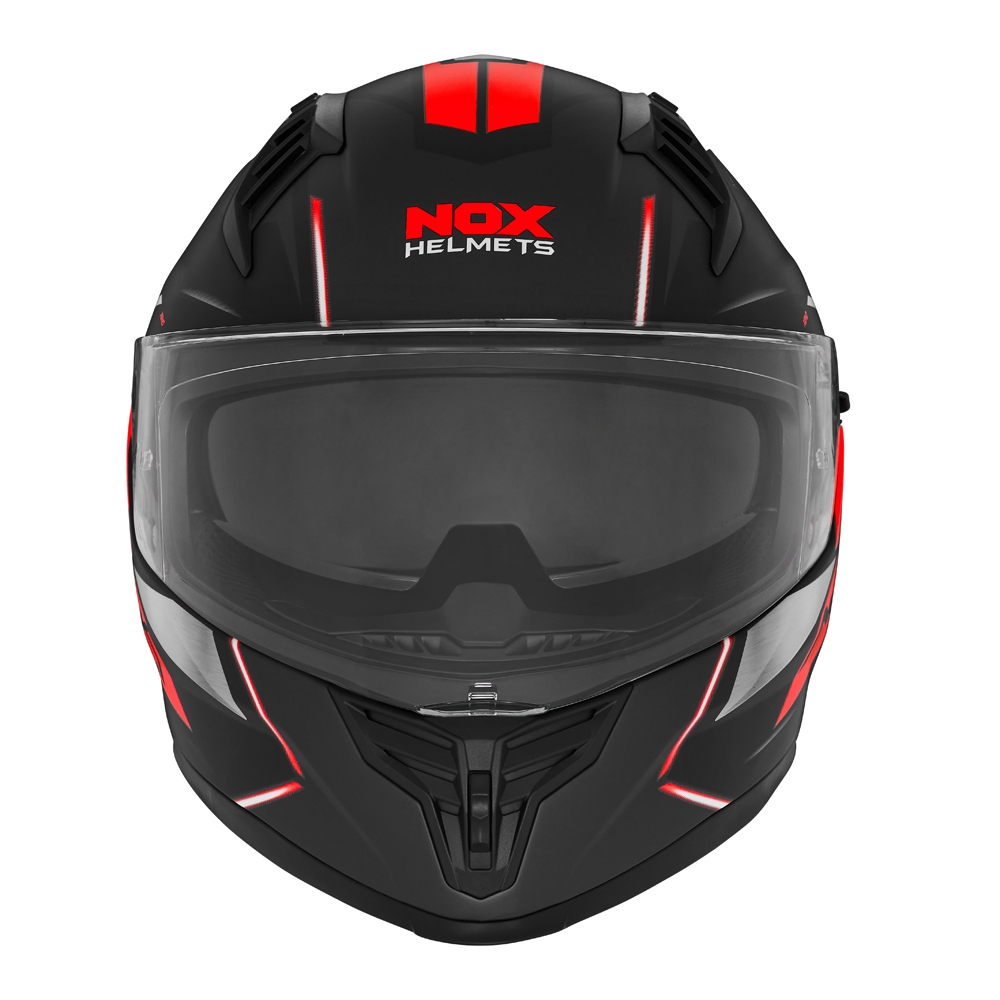 NOX casque intégral moto scooter N401 XENO noir mat / rouge