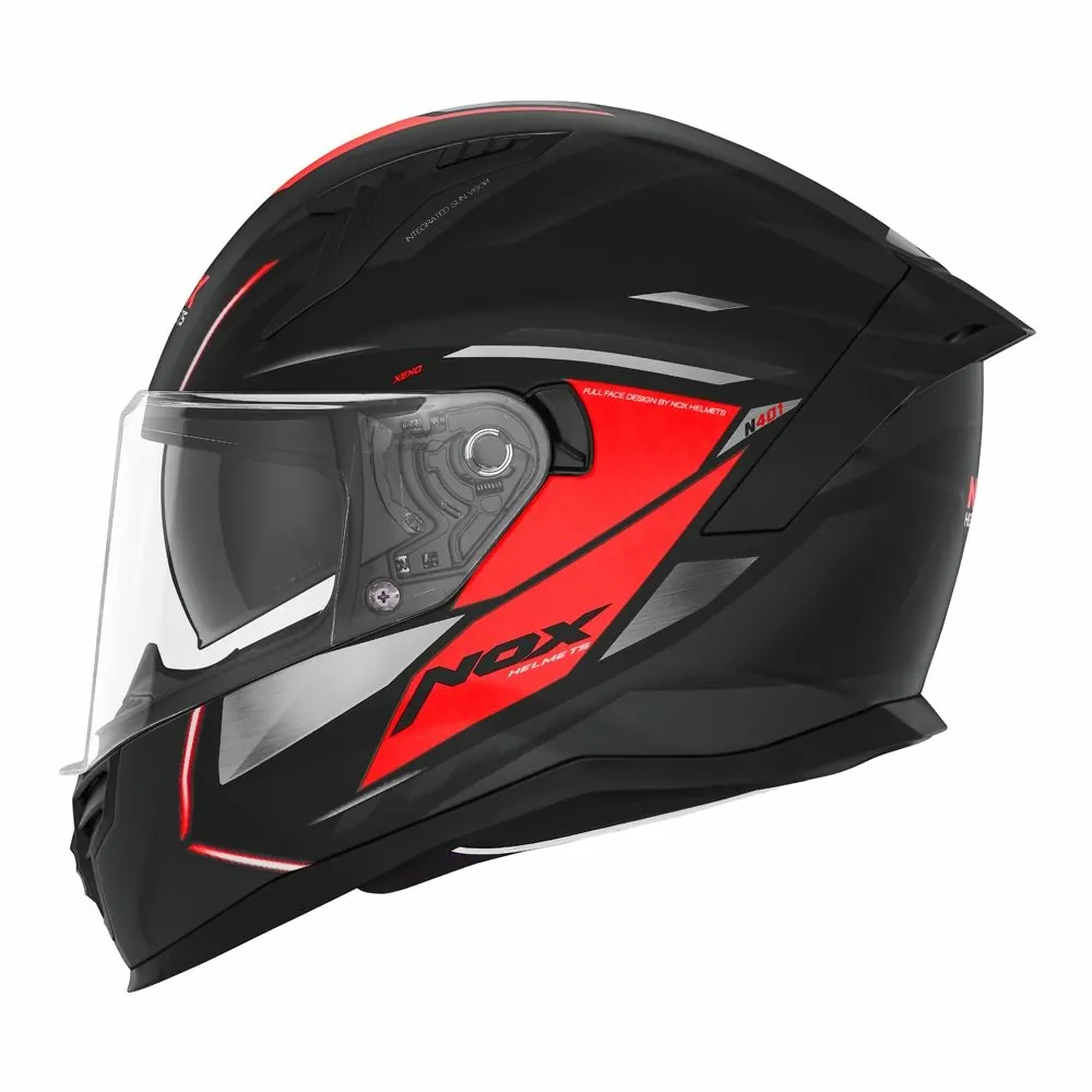 NOX casque intégral moto scooter N401 XENO noir mat / rouge