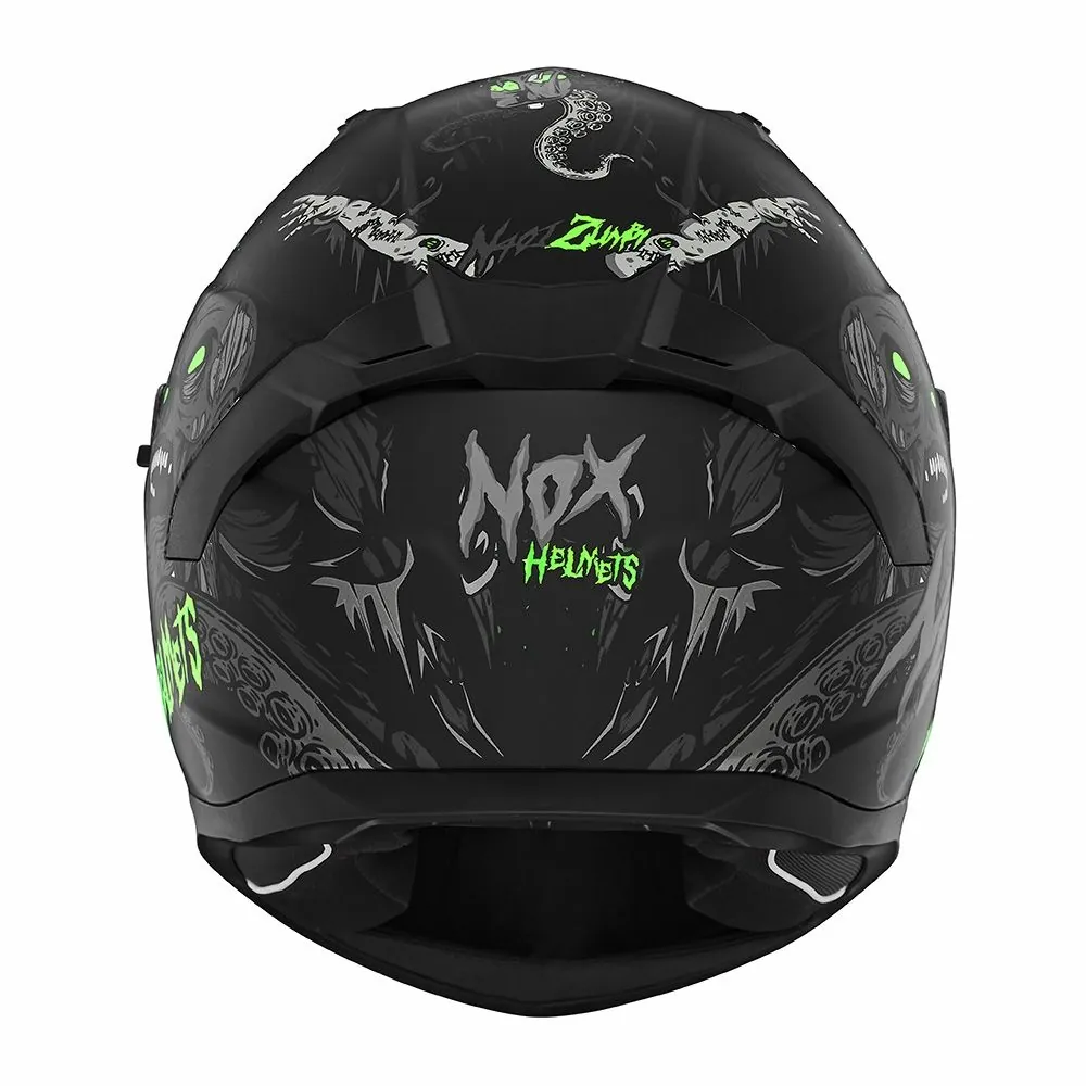 NOX casque intégral moto scooter N401 ZUMBI noir mat / vert