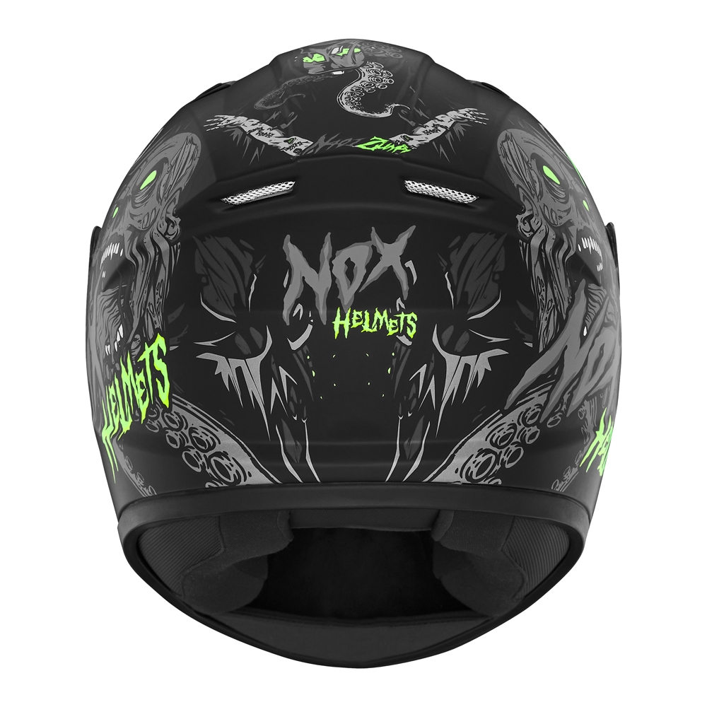 NOX casque intégral moto scooter N401 ZUMBI noir mat / vert