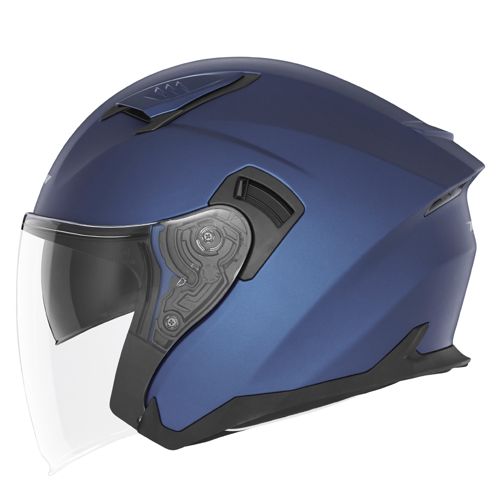 NOX casque jet moto scooter N130 bleu mat métalisé