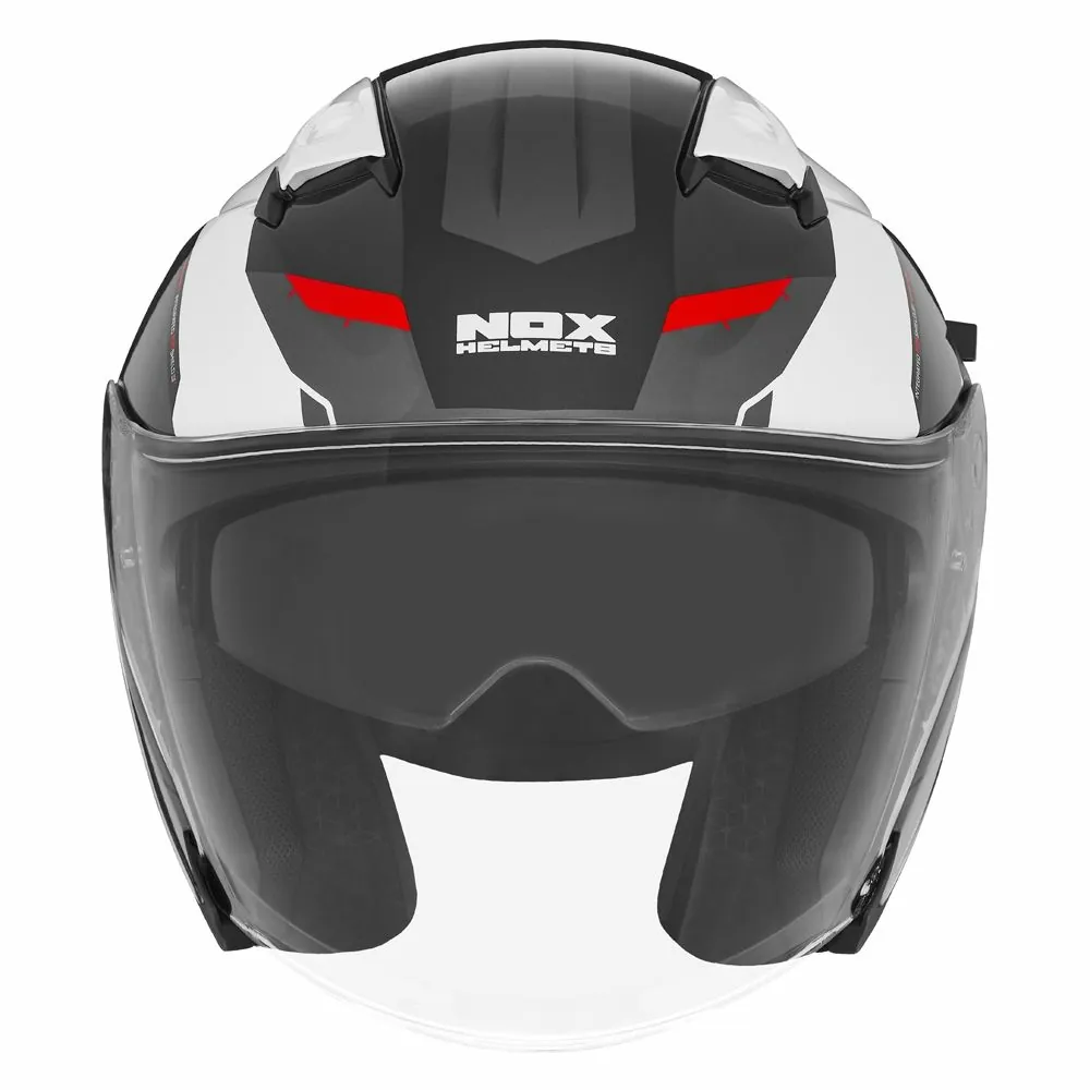 NOX casque jet moto scooter N130 KLINT blanc / rouge