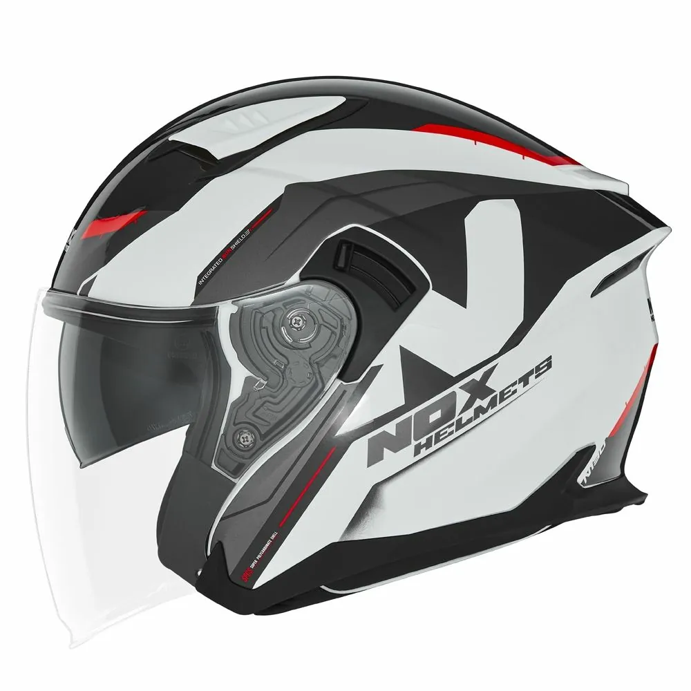 NOX casque jet moto scooter N130 KLINT blanc / rouge