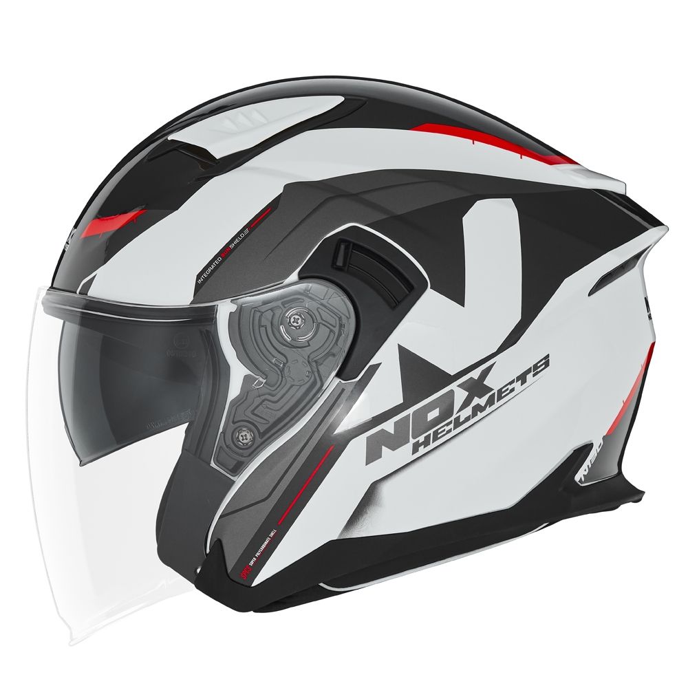 NOX jet helmet moto scooter N130 KLINT white / red