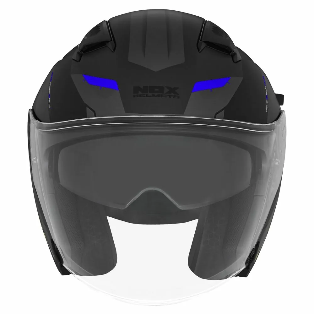 NOX jet helmet moto scooter N130 KLINT matt black / blue