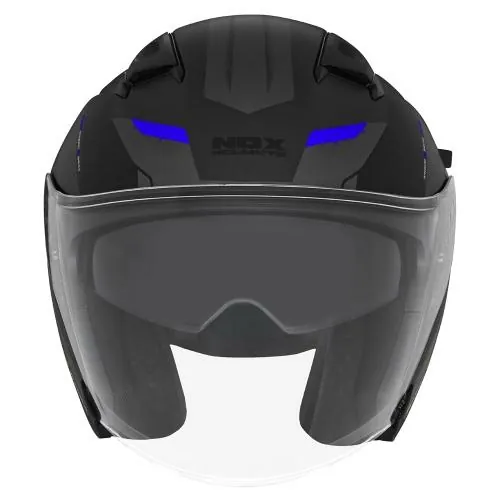 NOX casque jet moto scooter N130 KLINT noir mat / bleu