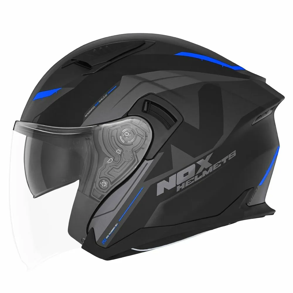 NOX casque jet moto scooter N130 KLINT noir mat / bleu