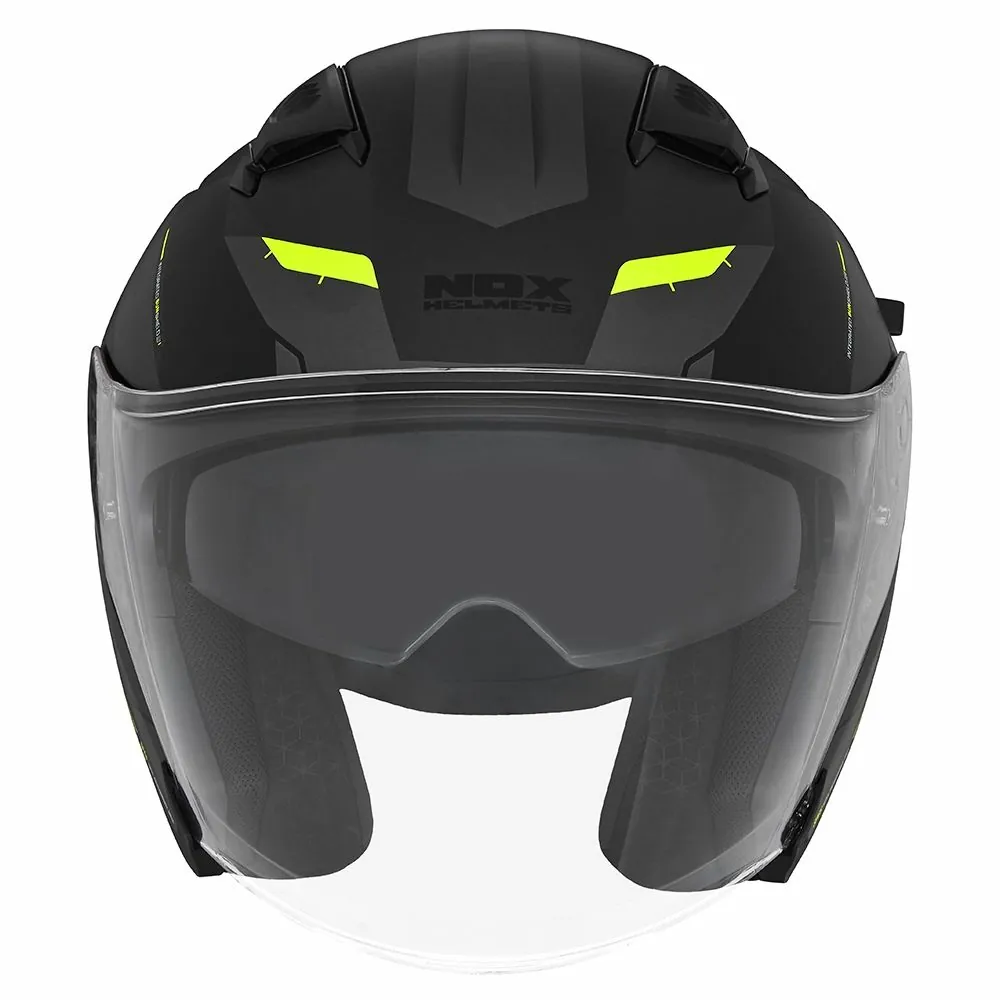 NOX casque jet moto scooter N130 KLINT noir mat / jaune