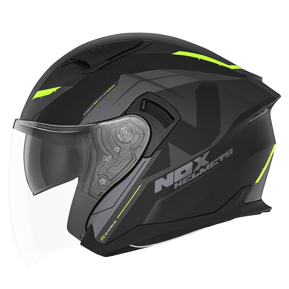 NOX casque jet moto scooter N130 KLINT noir mat / jaune