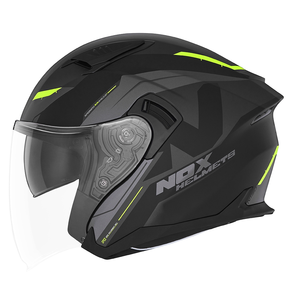 NOX jet helmet moto scooter N130 KLINT matt black / yellow