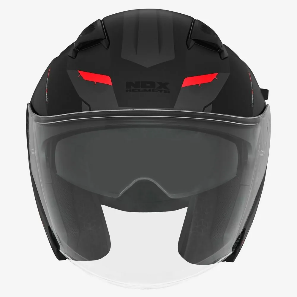 NOX casque jet moto scooter N130 KLINT noir mat / rouge