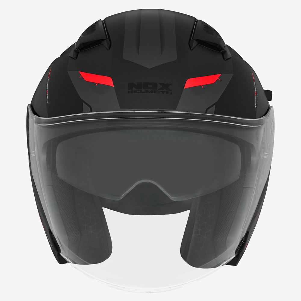 NOX jet helmet moto scooter N130 KLINT matt black / red