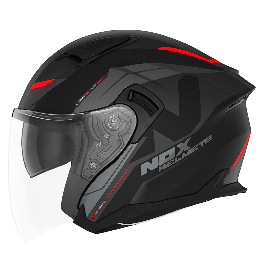 NOX jet helmet moto scooter N130 KLINT matt black / red