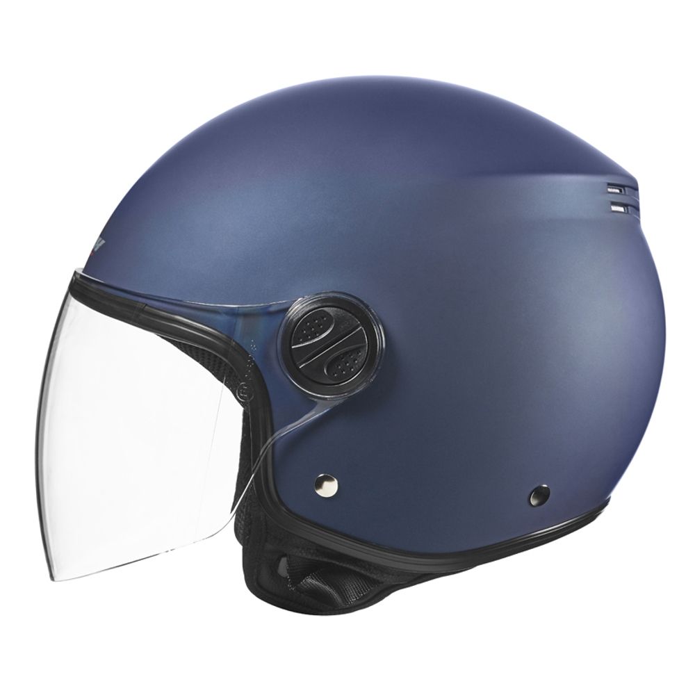 NOX casque jet moto scooter N608 bleu mat metalisé