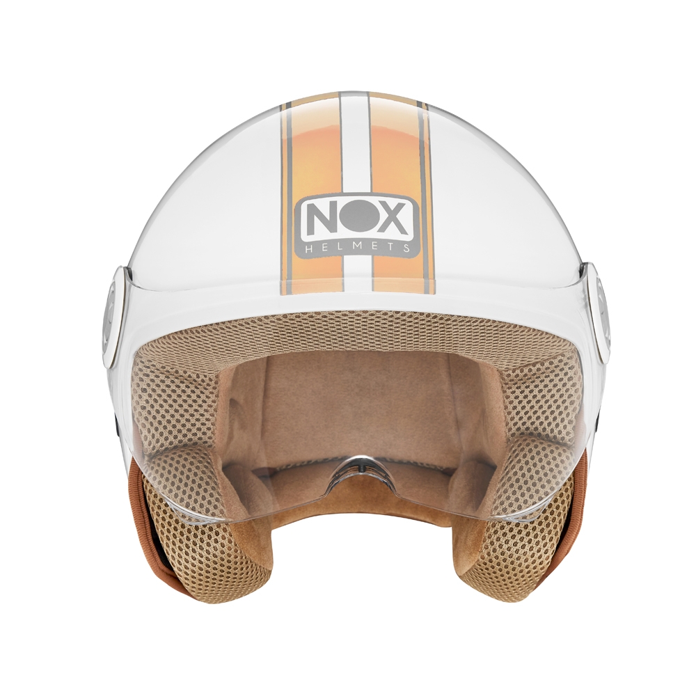 NOX casque jet moto scooter N210 EVO blanc / orange pastel