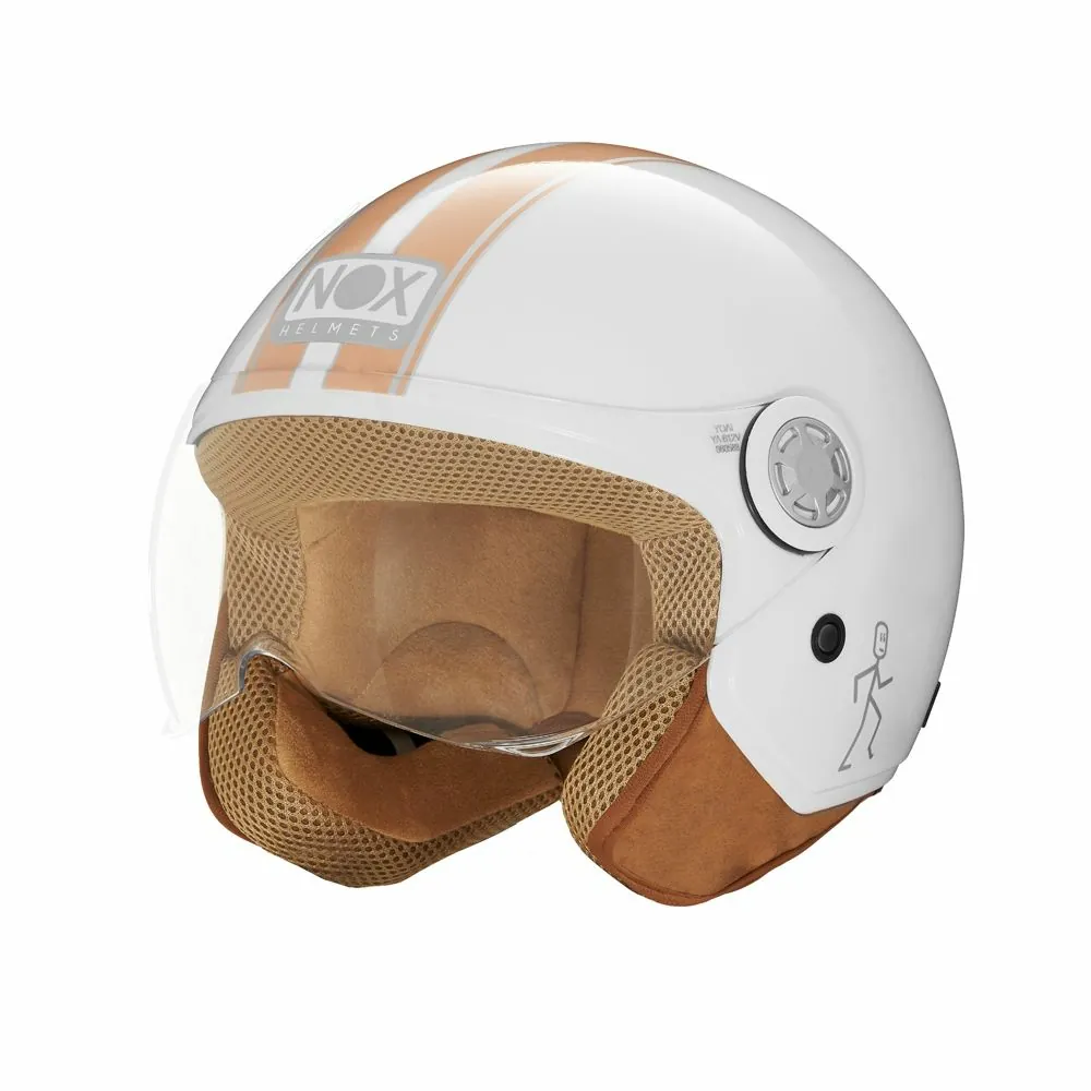 NOX casque jet moto scooter N210 EVO blanc / orange pastel