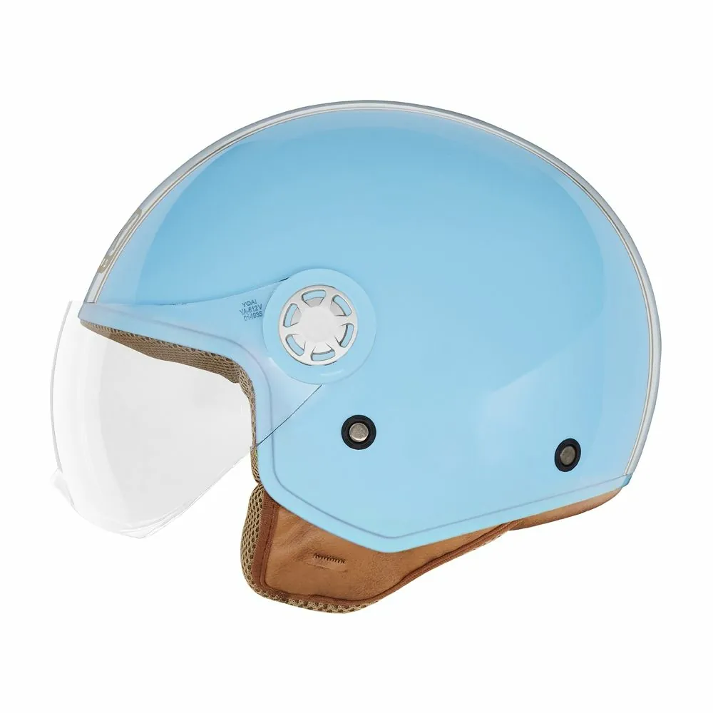 NOX casque jet moto scooter N210 EVO bleu pastel / blanc