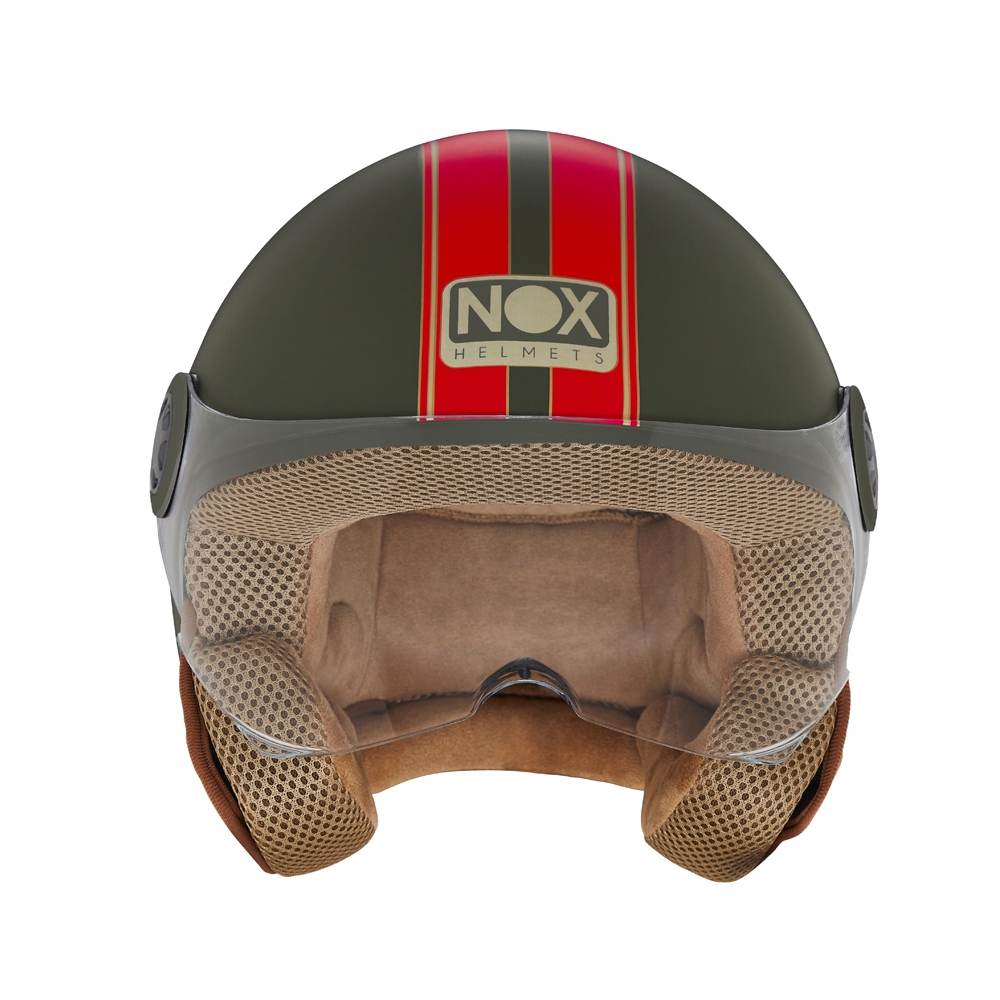 NOX casque jet moto scooter N210 EVO kaki / rouge