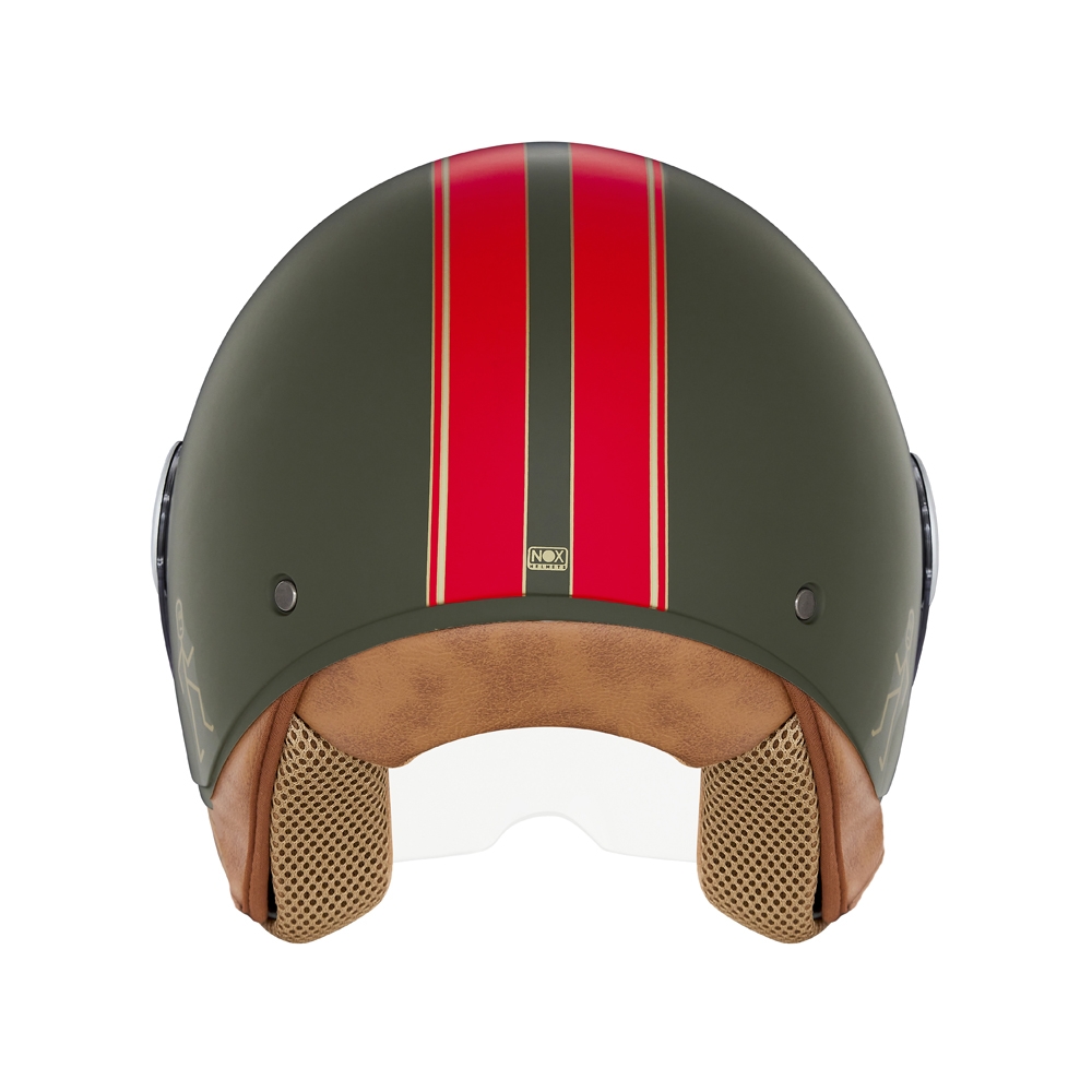 NOX jet helmet moto scooter N210 EVO khaki / red