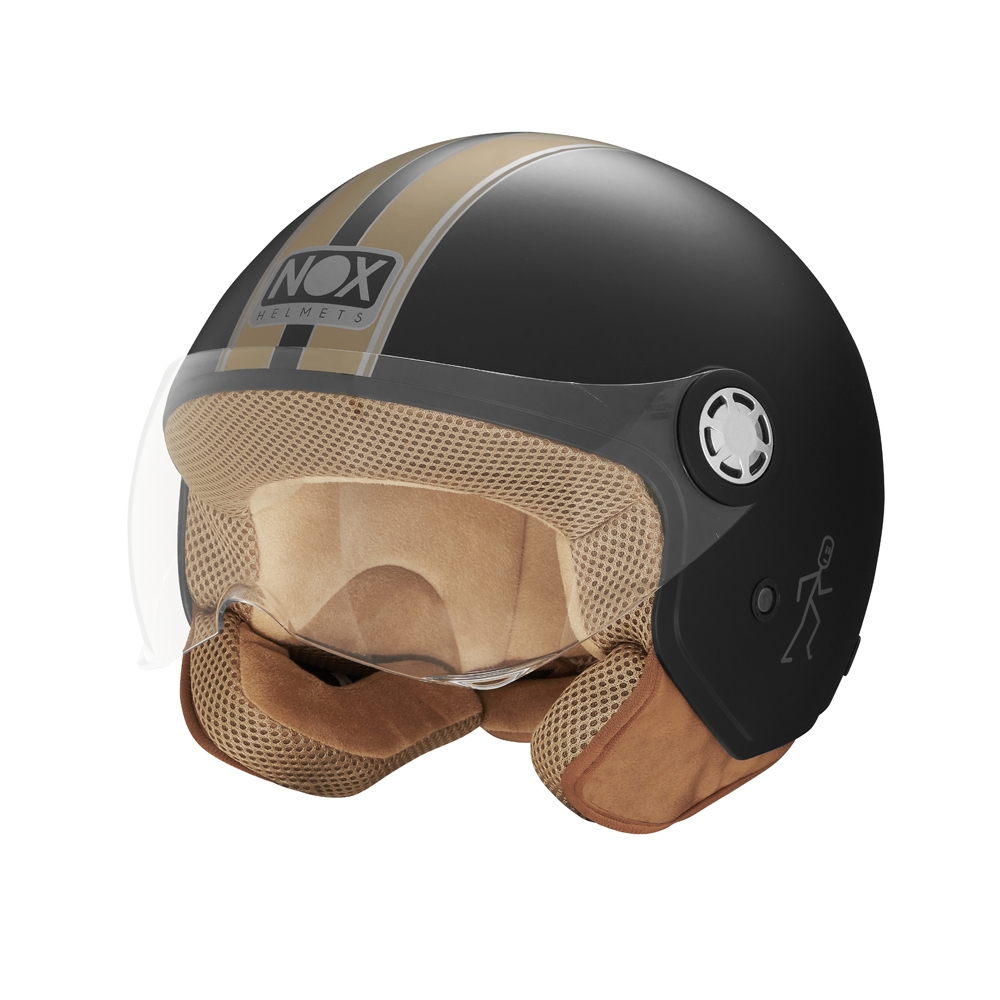NOX jet helmet moto scooter N210 EVO matt black / gold