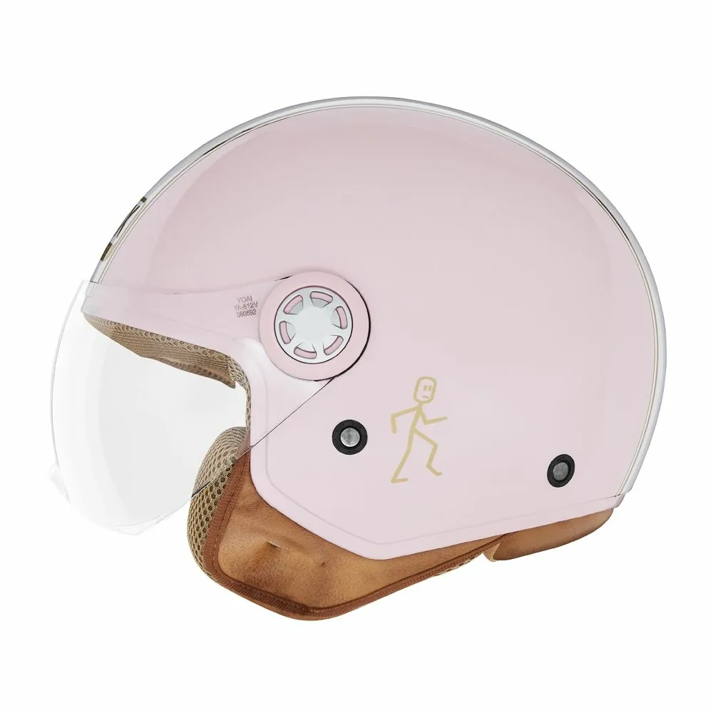 NOX casque jet moto scooter N210 EVO rose pastel / blanc