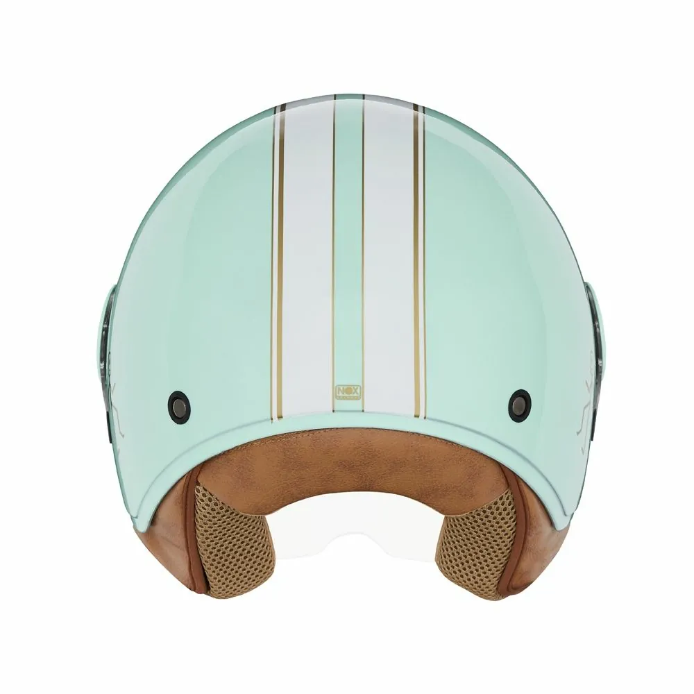 NOX casque jet moto scooter N210 EVO vert pastel / blanc