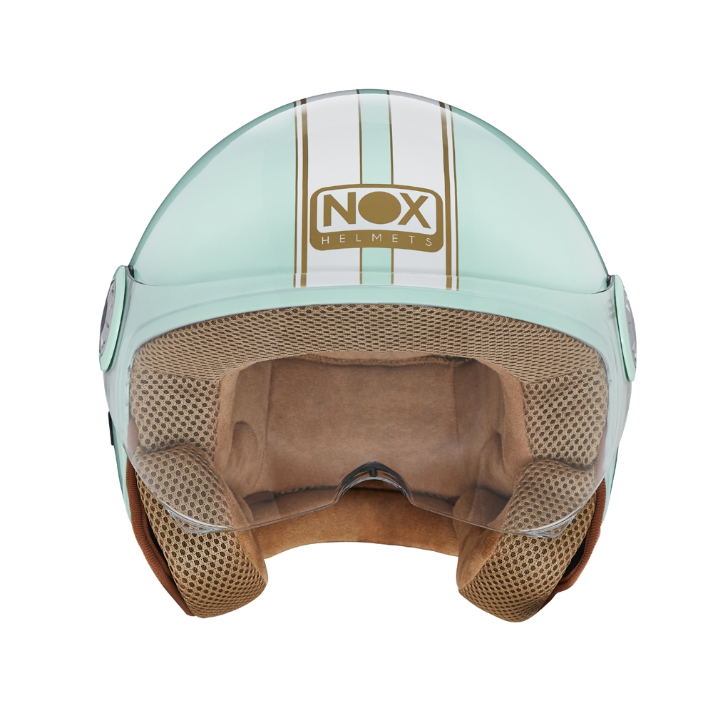 NOX casque jet moto scooter N210 EVO vert pastel / blanc