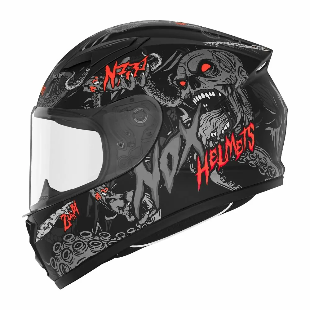 NOX casque intégral enfant moto scooter N731 ZUMBI noir mat / rouge