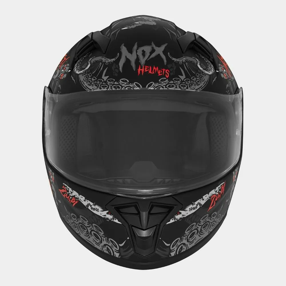 NOX casque intégral enfant moto scooter N731 ZUMBI noir mat / rouge