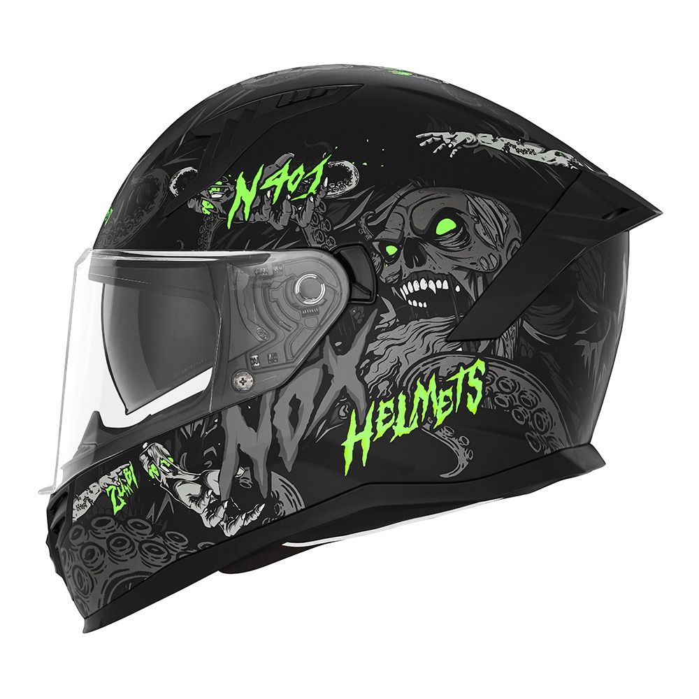 NOX casque intégral enfant moto scooter N731 ZUMBI noir mat / rouge