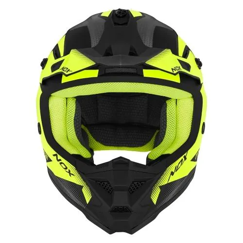 NOX casque cross enfant moto scooter N710 FUSION noir mat / jaune fluo