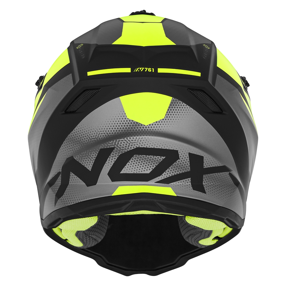 NOX casque cross enfant moto scooter N710 FUSION noir mat / jaune fluo
