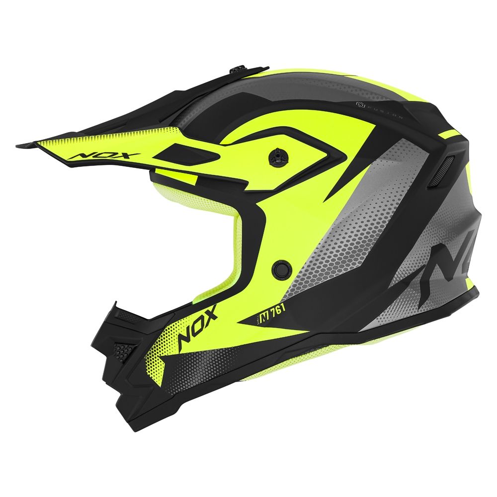 NOX casque cross enfant moto scooter N710 FUSION noir mat / jaune fluo