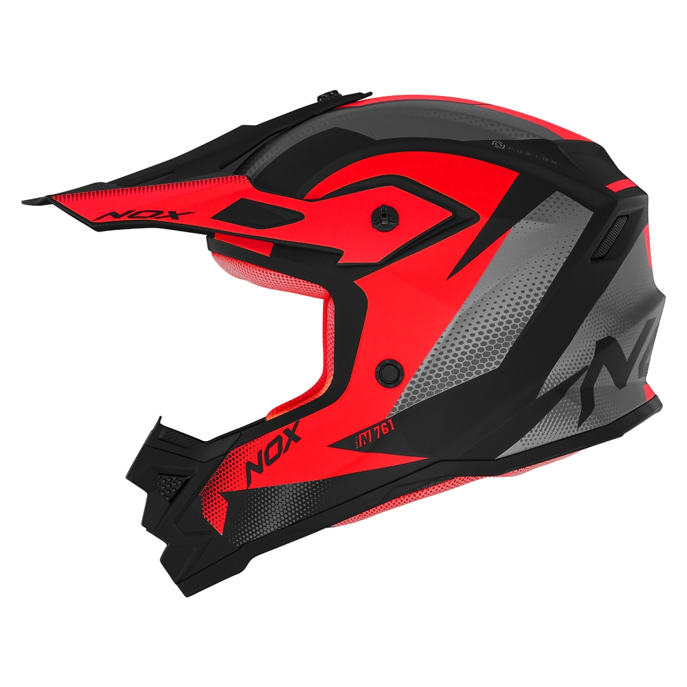 NOX cross child helmet moto scooter N710 FUSION matt black / red