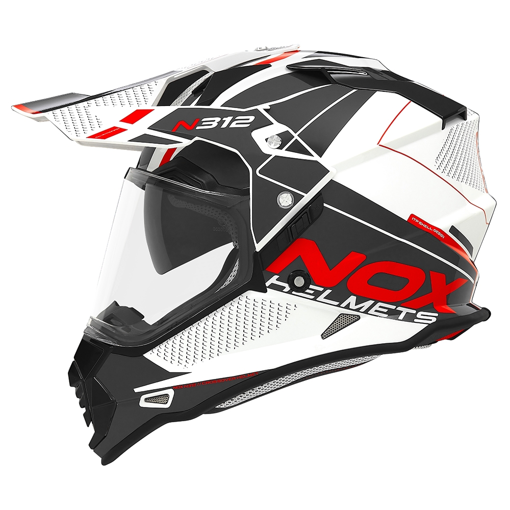 NOX motorcycle cross helmet N312 DRONE white / red